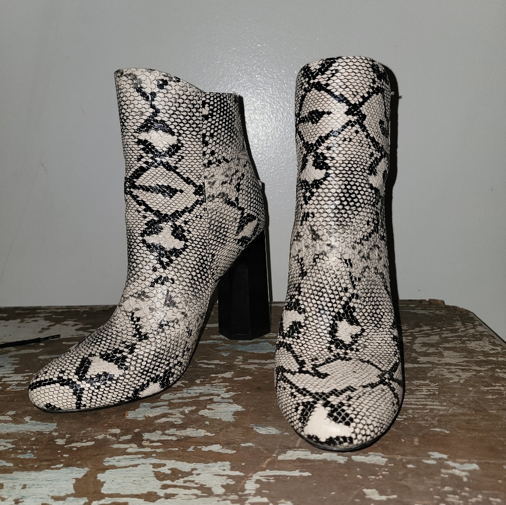So Me Snakeskin Booties